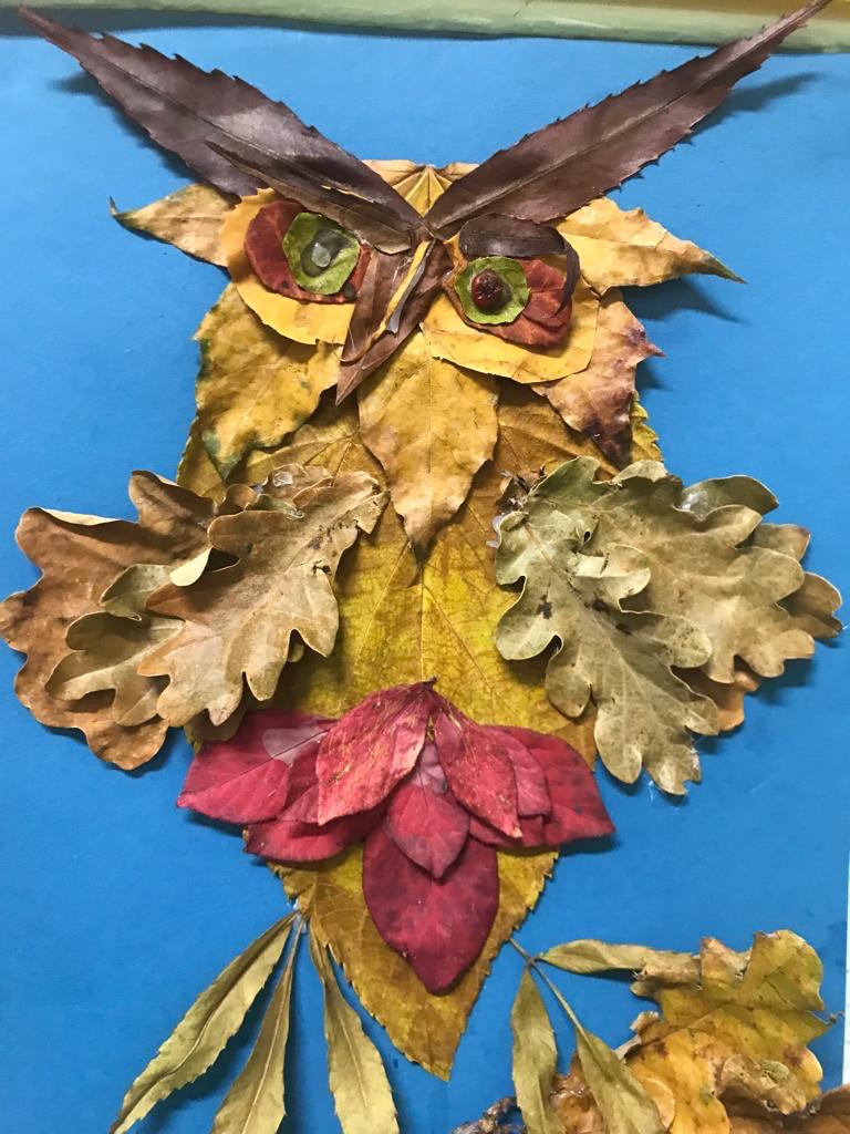 Ozdoby jesienne w wykonaniu uczniów klas 0-III