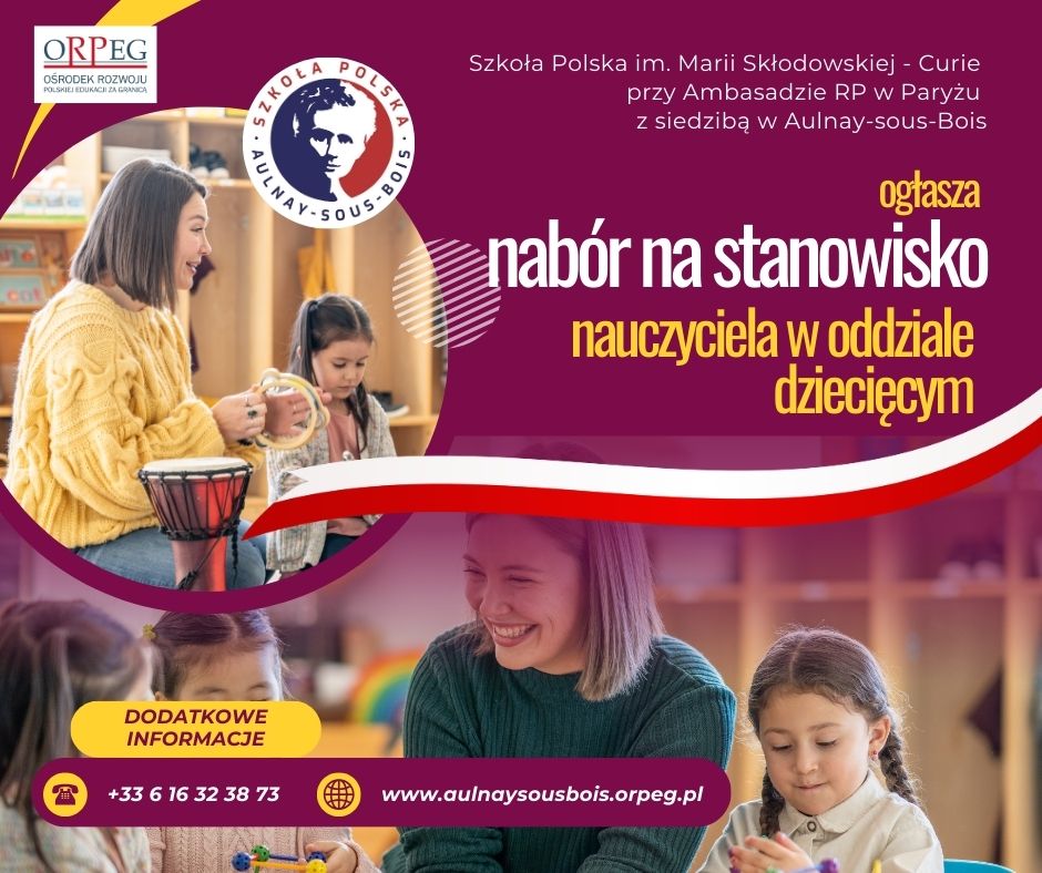 oferta pracy – nauczyciel w Oddziale Dziecięcym